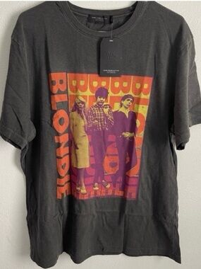 JUNK FOOD NWT Blondie Graphic Short Sleeve T-Shirt Tee in Vintage Black Size XL